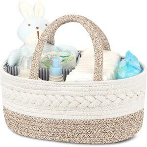 Baby Diaper Caddy Organizer Cotton Rope Nursery Storage Basket Portable Gift